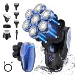 Multifunctional Electric Head Shaver Kit – Waterproof Bald Head Shaver & Beard Trimmer for Men