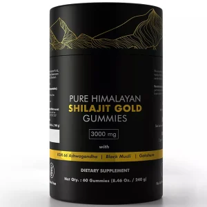Pure Himalayan Shilajit Gummies 3000mg – Gold Grade with Ashwagandha & Gokshura | Energy, Stamina, Immune Support & Vitality – 60 Vegan Gummies