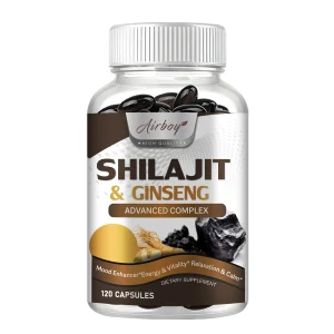 Shilajit & Ginseng Supplement – Natural Energy, Endurance & Vitality Support | Brain Function, Memory & Immune Wellness – 120 Capsules
